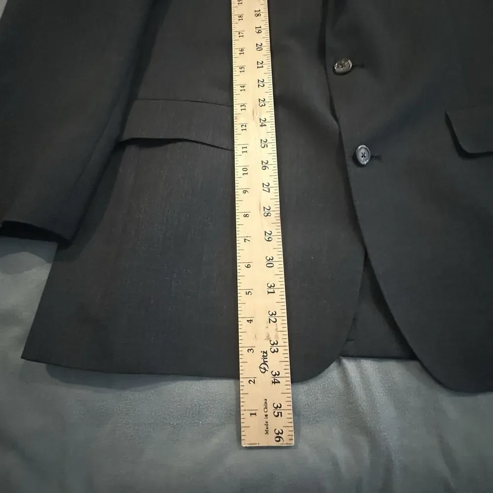 Brooks Brothers Blazer Mens 44 100% Pure Wool Two Button Jacket Charcoal Grey